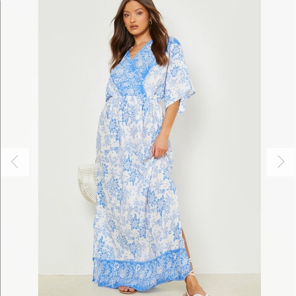 Boohoo Dresses & Skirts - Porcelain Wrap Batwing Maxi Dress
